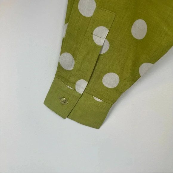 Together! Women’s Button Down Top Size Medium Green Polka Dot Rayon Maximalist - Picture 3 of 6